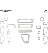 Meriç® BMW 3 E90 Ön Torpido Kaplama Maun 18 Parça 2006-2011 (Alüminyum)