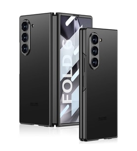 Samsung Galaxy Z Fold 6 Kılıf Titanyum Metal Tasarımlı Kıpta Caz Kapak (Siyah)