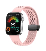 Huawei Watch Fit 3 Kordon Silikon Delikli Magnet Strap (Fit/Fit 2 Uyumlu Değildi (Pembe)