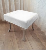 Ayak Ucu Kapı Önü Antre Düz Bench Puf Gümüş Ayak (Beyaz)