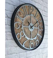 Markakanvas Siyah Metal Kasalı Eski Dünya Haritalı Duvar Saati  (Çap 50 cm - 80 cm ) (Gri)
