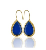 Kadir Jewellery 22 Ayar Altın Kaplama Damla Taşlı Küpe -El İşçiliği Ve Hipoalerjenik Küpe (Parlement)