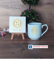 Gold Baş Harf Dekoratif Taş, Kupa Bardak Kırmızı Hediye (Model 4)