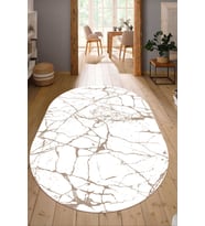 Dijital Baskılı Kaymaz Taban Yıkanabilir Oval Salon Halısı Mutfak Halısı Yolluk NDO-HT-417 (Kahverengi)
