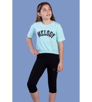 Toontoy Kız Çocuk Baskılı Takım (Su Yeşili)
