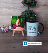 Teyzeye Doğum Günü Hediyesi Fotoğraflı Dekoratif Taş, Kupa Bardak Beyaz Hediye (Model 11)