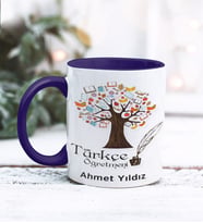 Türkçe Öğretmeni Tasarımlı Kişiye Özel Kupa Bardak (Lacivert)