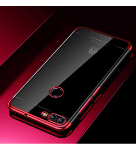 Huawei P Smart Kılıf Dört Köşeli Lazer Silikon Kılıf (Kırmızı)