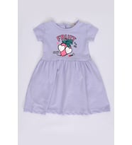 Toontoy Kız Bebek Fruit Yazılı Çilek Baskılı Elbise (Mavi)