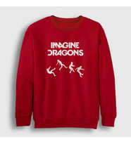 Presmono Unisex Beyaz World Imagine Dragons Sweatshirt 83157tt (Kırmızı)