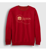 Presmono Unisex Bordo Gold Logo Queen Sweatshirt 101810tt (Kırmızı)
