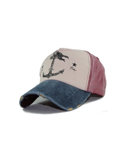 Şapka Unisex Çapalı Denizci Şapka Beyzbol Eskitme Şapka Cap Kep Mevsimlik Şapka mrtm.yn.001 (Lacivert-Bordo)