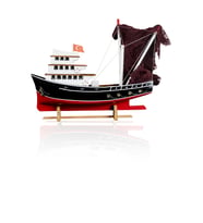 Karadeniz Balıkçı, Ahşap Maket Gemi, Model Kotra, Yat Gemi ve Tekne Modeli, El Yapımı Ev, Ofis Hediye ve Aksesuar (Siyah - Kırmızı) (Siyah-Kırmızı)