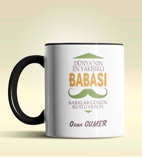 Kişiye Özel Dünya'nın En Yakışıklı Babası Tasarımlı Siyah Kupa (Siyah)