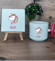 Unicorn Hediye Seti Kupa Bardak T Kulplu ve Dekoratif Taş Kardeşe Sevgiliye Arkadaşa Hediye (Model 1)