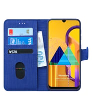 Microsonic Samsung Galaxy M30s Kılıf Fabric Book Wallet (Lacivert)