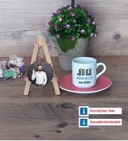 Jeoloji Mühendisi Türk Kahvesi Fincanı Ahşap Altlıklı ve Fotoğraflı Ahşap Anahtarlık Hediye (Model 6)
