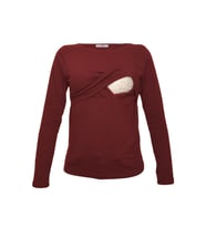 LuvmaBelly 2701-2708 Pamuklu Uzun Kollu Lohusa Emzirme T-Shirt (Kırmızı)