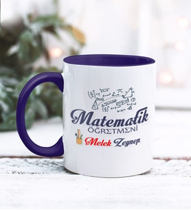 Matematik Öğretmeni Tasarımlı Kişiye Özel Kupa Bardak (Lacivert)