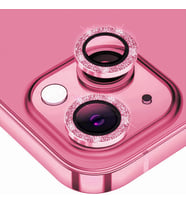 ALLY iPhone 14-14 Plus Diamond Taş İşlemeli Alüminyum Alaşımlı Kamera Lens Koruyucu (Pembe)
