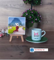 Tarih Öğretmeni Fotoğraflı Dekoratif Taş, Ahşap Altlıklı Türk Kahvesi Fincanı Hediye (Model 9)