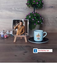 Bilgisayar Mühendisi Fotoğraflı Dekoratif Taş, Ahşap Altlıklı Türk Kahvesi Fincanı Hediye (Model 7)