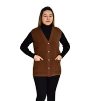 Kadın Cepli Triko Yelek BGL-ST03343 (Taba)