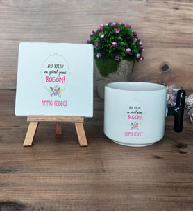 Doğum Günü Hediyesi Hediye Seti Kupa Bardak T Kulplu ve Dekoratif Taş Yılın En Güzel Günü (Model 6)