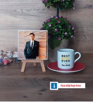 Patrona Hediye Fotoğraflı Dekoratif Taş, Ahşap Altlıklı Türk Kahvesi Fincanı Hediye (Model 3)