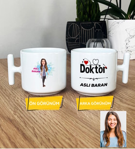 Kişiye Özel Karikatürlü Doktor Hediye T Kupa Bardak Kadın Doktora Hediye Tıp Bayramı Hediyesi (Beyaz)