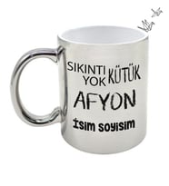 Afyon Temalı Kişiye Özel İsim ve/veya Fotoğraflı Kupa Bardak No:X025-03 (Gümüş)