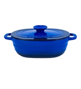 Lava Döküm Oval Tencere Döküm Demir Kapak Experience Serisi Ölçü 24x33cm. (Mavi)
