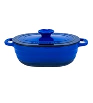 Lava Döküm Oval Tencere Döküm Demir Kapak Experience Serisi Ölçü 24x33cm. (Mavi)