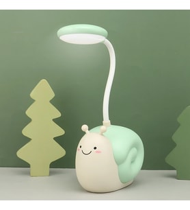 Masa Üstü Salyangoz Tasarımlı Kalemlik Led Lamba (Yeşil)
