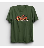 Presmono Unisex Sarı Logo Oyun Street Fighter T-Shirt 323890tt (Haki)