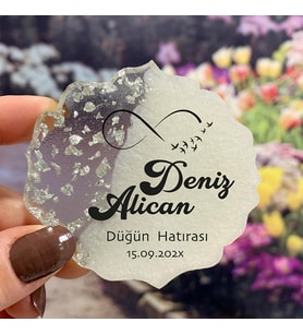 Epoksi Magnet Hediyelik - ETİKET DEĞİLDİR!! - Sonsuzluk Tasarım - Düğün, Nişan Hatırası (Gümüş)
