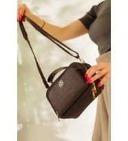 DENS Maral Yazı Detaylı Omuz Çantası P-0286 (Kahverengi)