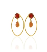 Kadir Jewellery 22 Ayar Altın Kaplama Vintage Küpe -El İşçiliği Ve Hipoalerjenik Küpe (Kırmızı)