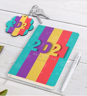 BK Gift Kişiye Özel 2024 Mutlu Yıllar Siyah Defter Kalem ve Anahtarlık Hediye Seti-8 (Model 2)