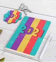 BK Gift Kişiye Özel 2024 Mutlu Yıllar Siyah Defter Kalem ve Anahtarlık Hediye Seti-8 (Model 2)