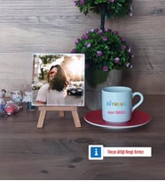 Biyolog Fotoğraflı Dekoratif Taş, Ahşap Altlıklı Türk Kahvesi Fincanı HediyeBiyologa Hediye (Model 3)