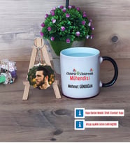 Elektrik Elektronik Mühendisi Kupa Bardak Beyaz ve Fotoğraflı Ahşap Anahtarlık Hediye (Model 9)