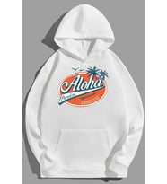 Unisex Aloha Baskılı Sweatshirt (A.Beyaz)