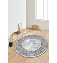 Dijital Baskılı Kaymaz Taban Yıkanabilir Yuvarlak Salon Halısı Koridor Halısı Paspas NDY-SD-565 (Gri)