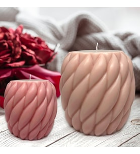 Soya Wax El Yapımı Büyük Boy Dekoratif İkili Mum Seti (Kahverengi Açık)