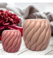 Soya Wax El Yapımı Büyük Boy Dekoratif İkili Mum Seti (Kahverengi Açık)