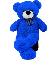 Sevgiliye Özel HEDİYE - 90 cm Papyonlu Sevimli Peluş Şaşkın Ayı (Mavi)