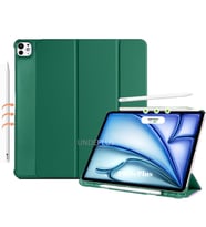 Apple iPad Pro 11inç M4 2024 Kılıf Flip Cover Kalem Bölmeli PC Case A2836 A2837  (Koyu Yeşil)