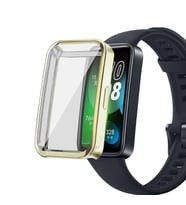 Microsonic Huawei Band 8 Kılıf 360 Full Round Soft Silicone Siyah (Gold)