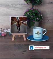 Komando Fotoğraflı Dekoratif Taş, Ahşap Altlıklı Türk Kahvesi Fincanı Hediye (Model 5)